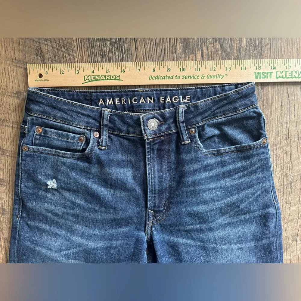 American Eagle Jeans Mens 30X32 Slim Straight Blue Distressed Next Level AirFlex
